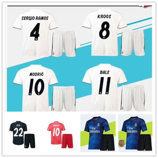 New 2019 Real Madrid home jersey 18 19 Real Madrid away football set 2018 MODRIC ASENSIO VINICIUS JR ISCO KROOS football uniform
