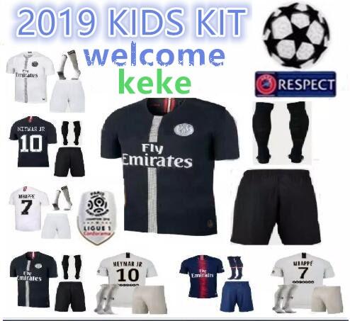 New Paris Children's Champions League football jersey 18 19 mbappe home away children's suit VERRATTI CAVANI DI MARIA MAILLOT DE FOOT top ch