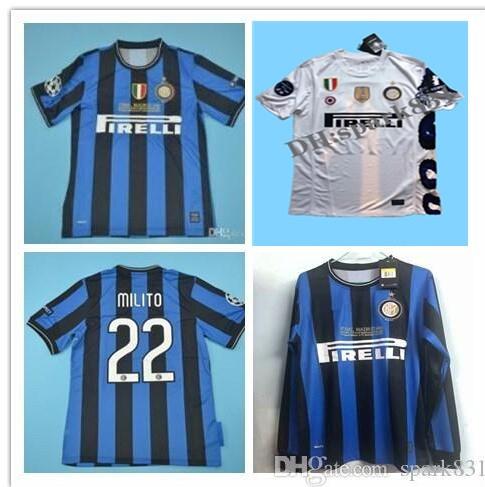 09 10 Inter Retro Soccer jersey Milito J.Zanetti 2009 2010 Sneijder Milano Classic MAGLIA Calcio Maillot Vintage Camiseta de football jersey