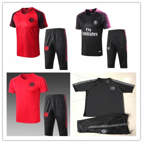 2019 psg MBAPPE soccer Short sleeve 3/4 pants tracksuit 19/20 Paris Short sleeve football training suit 3/4 pants shirt jogging