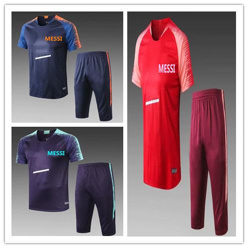 2019 New MESSI Suárez soccer survetement short sleeves 3/4 pants tracksuit chandal DEMBELE COUTINHO A.INIESTA training football shirt kit