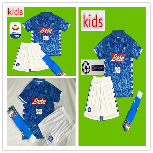 18 19 Kids Napoli Soccer Jersey 2018 Naples child kit MERTENS MILIK INSIGNE CALLEJON Allan FABIAN Zielinski Naples home Football kits