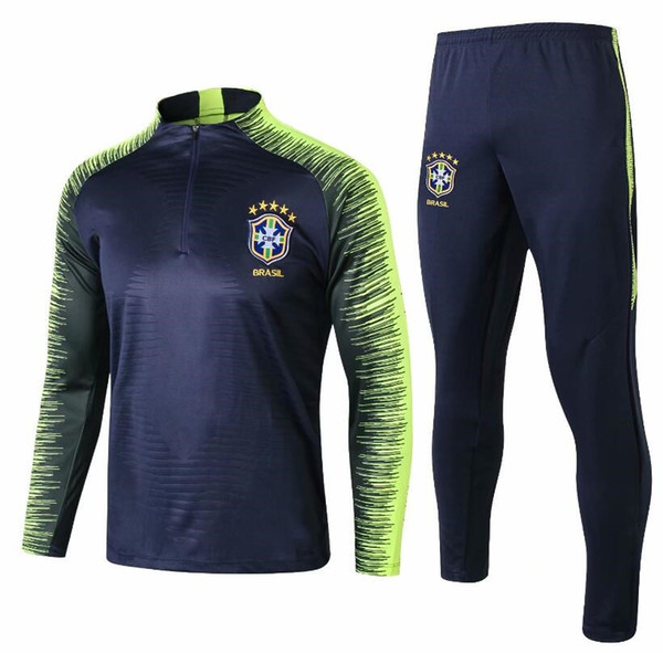 Top quality 2018 2019 Brazil Soccer training suit COUTONHO MARCELO D.COSTA DAVID LUIZ T.SILVA Paulinho soccer jerseys tracksuit kit