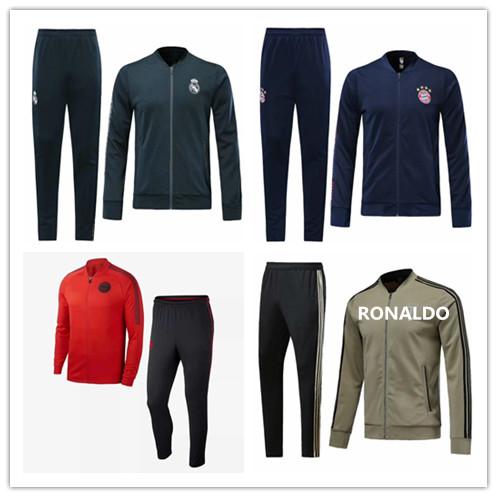 New men soccer jacket set tracksuit 2018 2019 RONALDO MARCHISIO MANDZUKIC MBAPPE ISCO KROOS DYBALA adult jacket Training suit