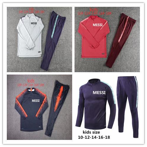 Kids Messi Suarez soccer training suit cutino color 18 19 track suit tights trainers sportswear Messi track suit 2019 Barcelonas sweater