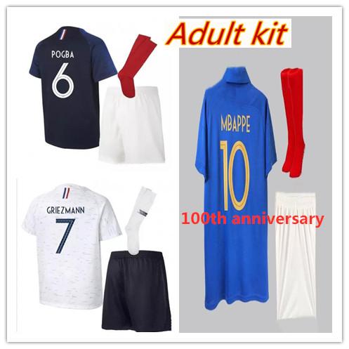 Adult suit 100th anniversary special-edition Fr Soccer jerseys 2019/20 Adult kit MBAPPE GRIEZMANN POGBA KANTE football kits soccer shirt