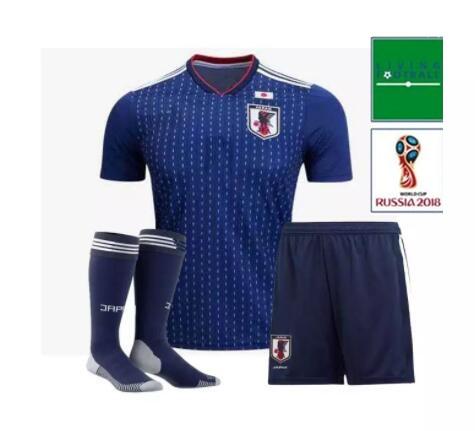 Top quality Japan soccer jerseys 2018 World Cup Adult suit +socks OKAZAKI KAGAWA HASEBE NAGATOMO ATOM Japan home football KIT camisa