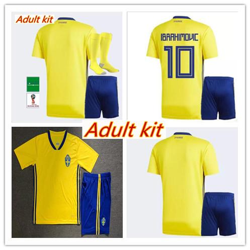 2018 World Cup Sweden Soccer jersey home yellow 18 19 Adult kit Team National IBRAHIMOVIC BERG LJUNGBERG LARSSON Football kit and socks