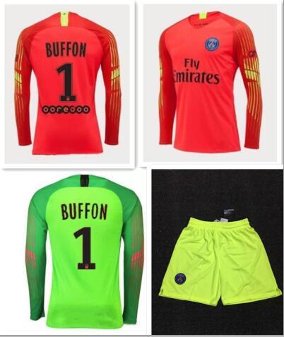 18 19 PSG soccer Jersey Goalkeeper 2018 2019 BUFFON AREOLA CAVANI DRAXLER SILVA survetement Gardien de but maillot de foot