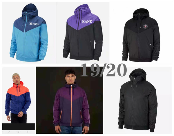 New 19 20 PSG Hooded jacket Windbreaker Survetement 2019 KANE SON MBAPPE KUN AGUERO HAZARD Messi Football jacket Sportswear coat