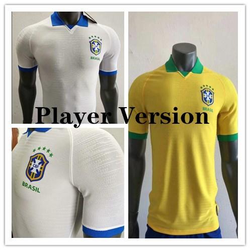 Player 19 20 Brasil Player Version Soccer Jersey 2019 PELE RONALDINHO COUTONHO G.JESUS PAQUETA WILLIAN Custom Brazilian Football Shir