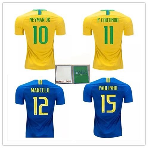 Thai quality MARCELO Soccer Jersey 2018 World Cup Brazis P.COUTINHO D.COSTA G.JESUS Paulinho DAVID LUIZ Football uniforms Wholesales Jerseys