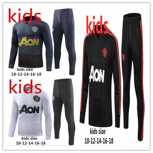 18 19 KIDS Utd POGBA tracksuit Survetement football training suit Soccer Chandal 2018 child LUKAKU united jscket boy sweater tracksuit