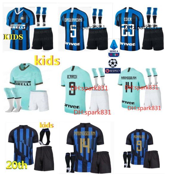 kids kit 19 20 Inter LAUTARO VECINO ZANETTI MASHUP POLITANO 20th ANNIVERSARY child soccer jersey 19 20 ICARDI PERISIC football shirt kit