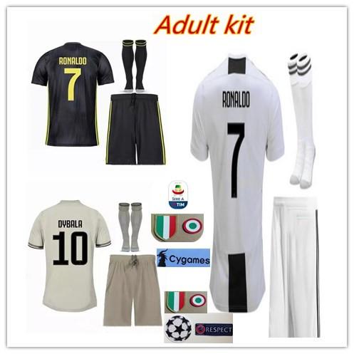 New RONALDO DYBALA soccer jersey 2018 2019 Adult kit+socks MATUIDI PJANIC D.COSTA MANDZUKIC MARCHISIO CHIELLINI 18-19 home football shirt