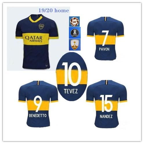 2019 2020 Boca Juniors Maillot de football 19 20 Boca HOME BENEDETTO PAVON TEVEZ GAGO OSVALDO CARLITOS PEREZ P Maillots de foot