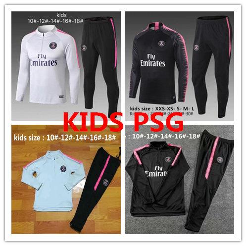 2018 kids MBAPPE trainingsuit kits long sleeve PSG jacket tracksuit Soccer Jersey Fr GRIEZMANN POGBA MARTIAL Giroud Football Sportswear