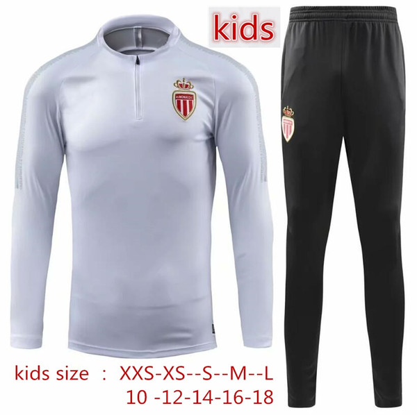 KIDS 18-19 FALCAO JOVETIC Training Suit Monaco child football Tracksuit and long Pant 2018 2019 Camisetas De Futbol Chandal Survetement kit