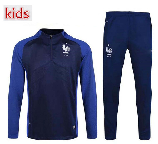 Kids Fr Retro 2016 European Cup child soccer Training suit kits 16 17 GRIEZMANN POGBA PAYET DEMBELE KANTE MATUIDI boys football Training kit