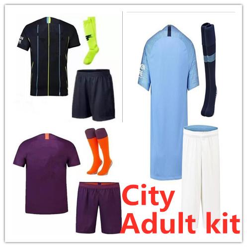 2019 KUN AGUERO DE BRUYNE short sleeve soccer jersey 2018 2019 Adult kit CITY KOMPANY STERLING G JESUS SANE SILVA BERNARDO football shirts