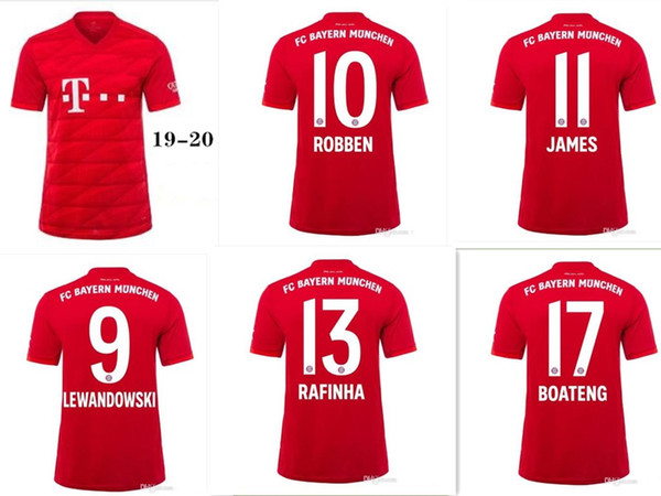 size S-XXL 19-20 Bayern Munich Maillot de football JAMES RODRIGUEZ 2019 2020 LEWANDOWSKI MULLER KIMMICH 18 19 20 Maillot de football HUMMELS