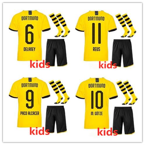 19 20 KIDS KITS REUS PHILIPP soccer jersey 2019/20 Dortmund M. GÖTZE WITSEL SANCHO PACO ALCACER GUERREIRO BOYS home football shirts