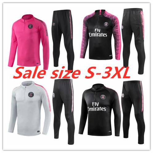 Sale size S-3XL PSG soccer training suit long sleeve Jerseys 2018/19 MBAPPE CAVANI maillot de foot paris football jacket tracksuit set