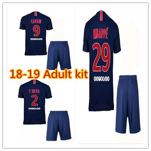 2018 MBAPPE soccer jersey 18 19 Adult kit T SILVA CAVANI DI MARIA PASTORE Verratti home football shirts survetement maillot de foot custom