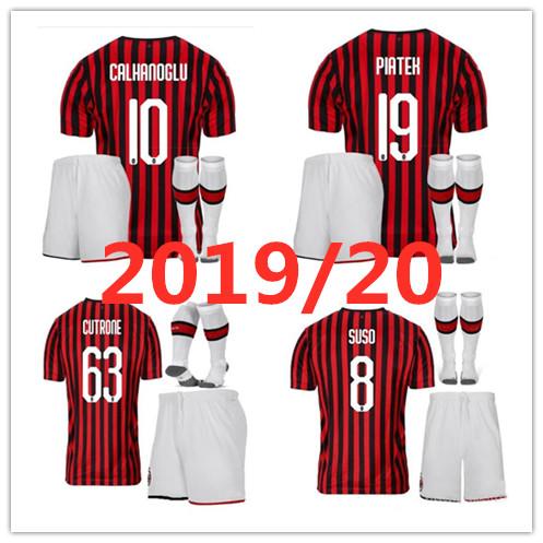 19 20 Milano Soccer Jersey 2019/20 Adult KIT 19# PIATEK 10# CALHANOGLU 13# ROMAGNOLI 63# CUTRONE Away milan third football shirt uniforms