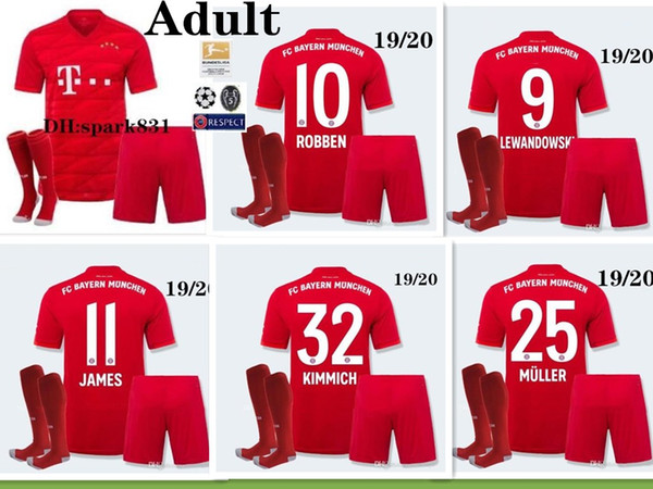 2019 Bayern Munich kit rouge JAMES LEWANDOWSKI enfants maillot de 19 20 Bayern Munich ROBBEN MULLER maillot adult football kit