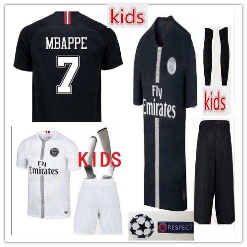 New Paris kids kits+sock 3RD soccer jersey 18 19 PSG MBAPPE CAVANI MARQUINHOS LUCAS DI MARIA MATUIDI DANI ALVES Children football shirts