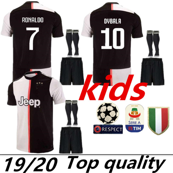 19 12 New Juventus soccer Jersey kids 2019 20 RONALDO DYBALA PJANIC champions league 2019 2020 camiseta de futbol Shirt uniforms kits