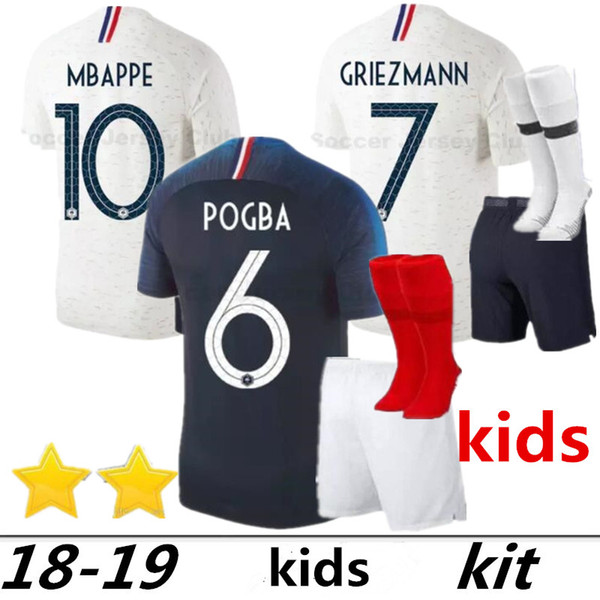 Two stars 2 GRIEZMANN MBAPPE Kids kit soccer jersey boys child world cup 2018 POGBA UMTITI LACAZETTE football shirt uniforms maillot de foot