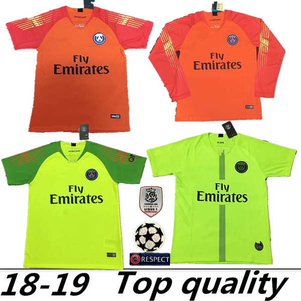 2018 2019 psG BUFFON goalkeeper SOCCER JERSEYS GREEN #16 AREOLA goalkeeper PARIS MBAPPE CAVANI DRAXLER SILVA BECKHAM 18 19 maillot de futol