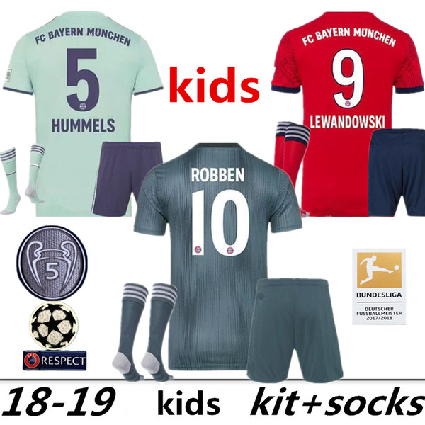 Kids kits 2018 2019 Bayern Munich jersey 18 19 MULLER VIDAL LEWANDOWSKI ROBBEN TOLISSO home soccer jerseyS JAMES youth Football shirt