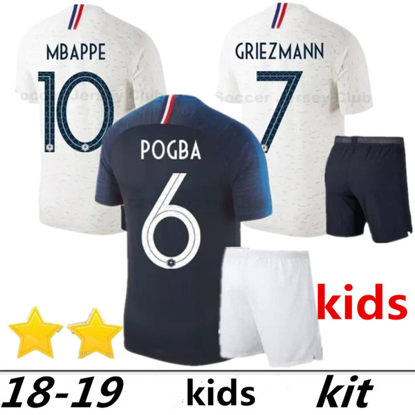 2 Stars kids kit GRIEZMANN MBAPPE POGBA soccer jerseys 2018 world cup child shirts DEMBELE MARTIAL KANTE jerseys football GIROUD Maillot de