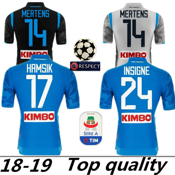 2019 Napoli Home Blue Soccer Jersey 18/19 Naples Away Soccer Shirt 2018 Customized #14 MERTENS #17 HAMSIK #24 INSIGNE 3rd Football Uniform