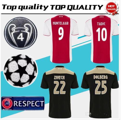 Ajax home red white Soccer Jerseys 18/19 Ajax away Soccer Shirt 2019 #10 TADIC #21 DE JONG #4 DE LIGT #25 DOLBERG #22 ZIYEC football uniform