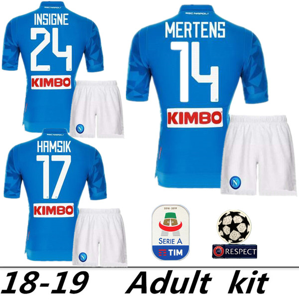 New 18 19 Napoli Soccer Jersey kits 2018 2019 Naples HAMSIK ZIELINSKI INSIGNE MERTENS CALLEJON PLAYER home football shirts kit best quality