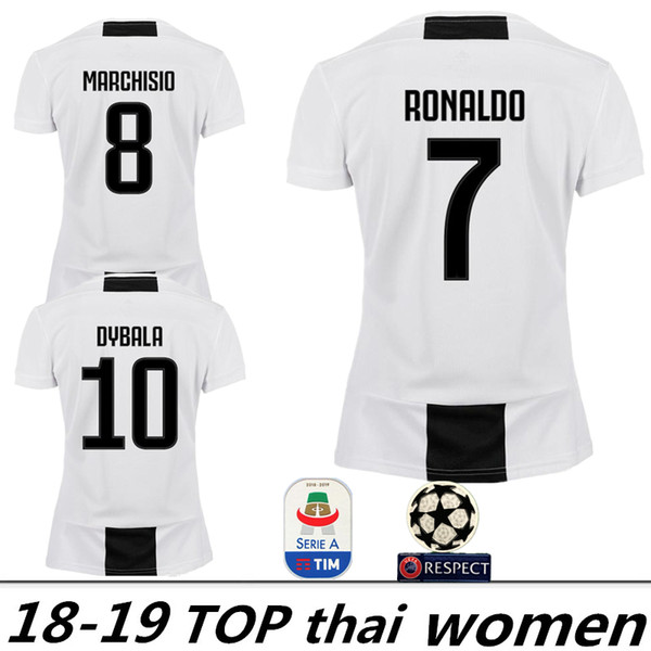 Women RONALDO JUVENTUS Soccer Jersey 18 19 JUVE Cuadrado DYBALA HIGUAIN Football Shirt CRISTIANO MANDZUKIC Team Uniform Team