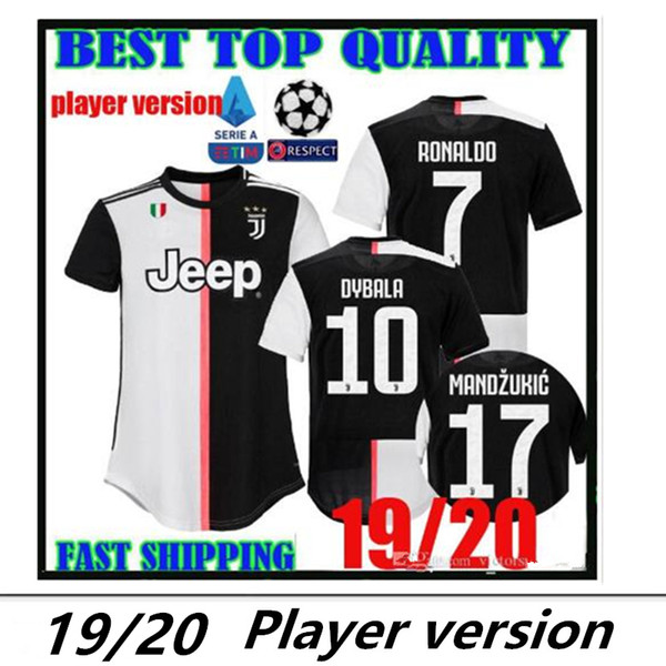 PLAYER VERSION 19 20 Juventus soccer jerseys 7 RONALDO DYBALA 2019 2020 home MANDZUKIC Bonucci MATUIDI D.COSTA football shirts JUVE thailand