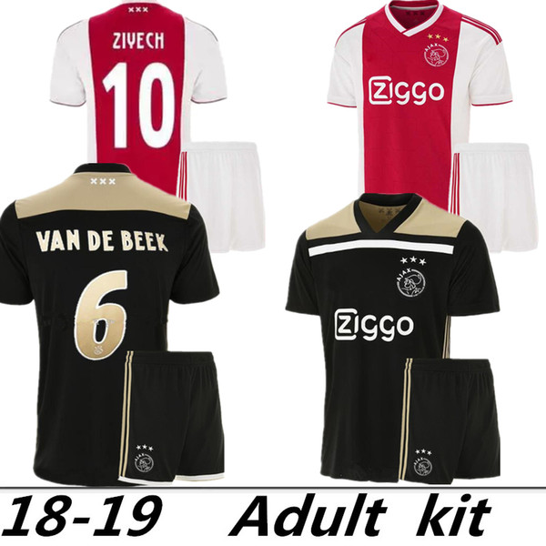 Top quality 2018 2019 Ajax FC home Soccer Jerseys uniforms 18 19 DOLBERG ZIYECH HUNTELAAR YOUNES MEN Ajax away Football jerseys shirt kit