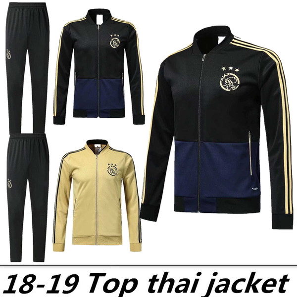 Top quality 18 19 Ajax FC jacket training suit 2018 2019 HUNTELAAR DOLBERG NOURI ZIYECH Ajax football jacket Long zipper soccer tracksuit