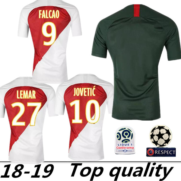 2018 2019 AS Monaco Jersey Men Ligue 1 Soccer 9 FALCAO 10 JOVETIC 17 GOLOVIN 24 RAGGI 1 SUBASIC Football Shirt Kits Uniform