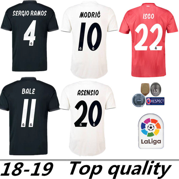 S-2XL Real Madrid 2018 2019 Soccer jersey MODRIC MARIANO ASENSIO VINICIUS JR BALE RAMOS 18 19 Real Madrid Football Shirt ISCO Camiseta