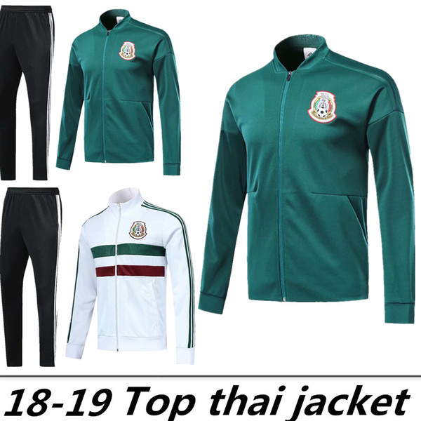 2018 World Cup Mexico Football Jacket Long Soccer Training Suit Kit Tracksuit Sportswear Chandal Set Custom White 14 CHICHARITO DOS SANTOS