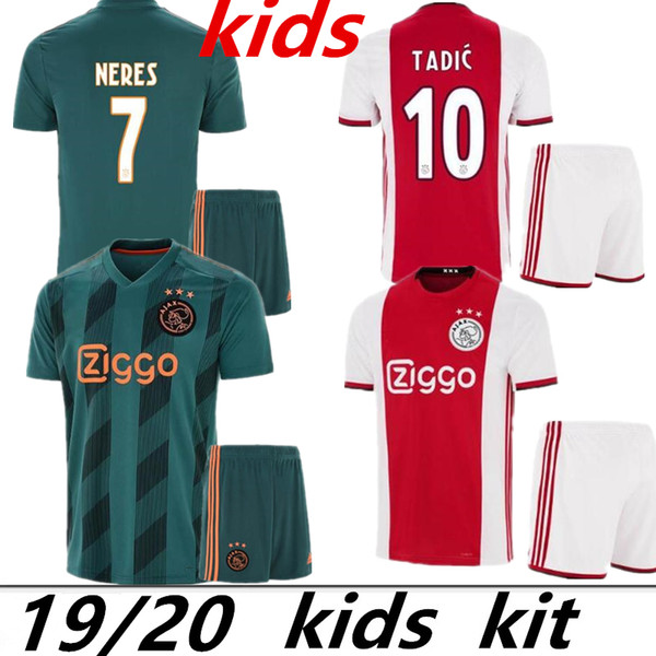 2019 2020 Ajax kids kits soccer jersey red 19 20 van de Beek uniforms shirt boys away Football jersey Huntelaar Ziyech Schone HOME de Jong