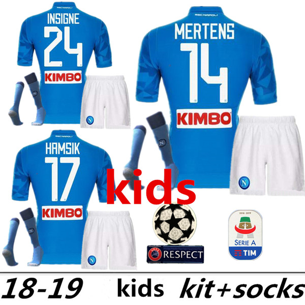 Napoli Soccer Jersey kits Mens KIDS HAMSIK GABBIADINI MERTENS MILIK L.INSIGNE CALLEJON Allan Zielinski Naples Customize Football Kits