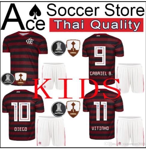 Kids kits 19 20 Flamengo soccer jersey Flamenco DIEGO GUERRERO E .Ribeiro MANCUELLO H.DOURADO VINICIUS JR Brazil Children 2019 2020 Boys