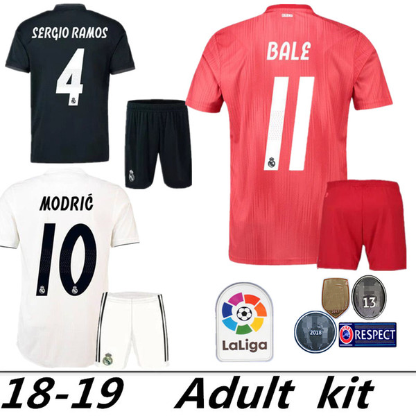 18 19 men Real madrid Jersey Home away soccer Kits Adult RONALDO ASENSIO MODRIC BALE RAMOS ISCO NAVAS KROOS BENZEMA child Football Shirt